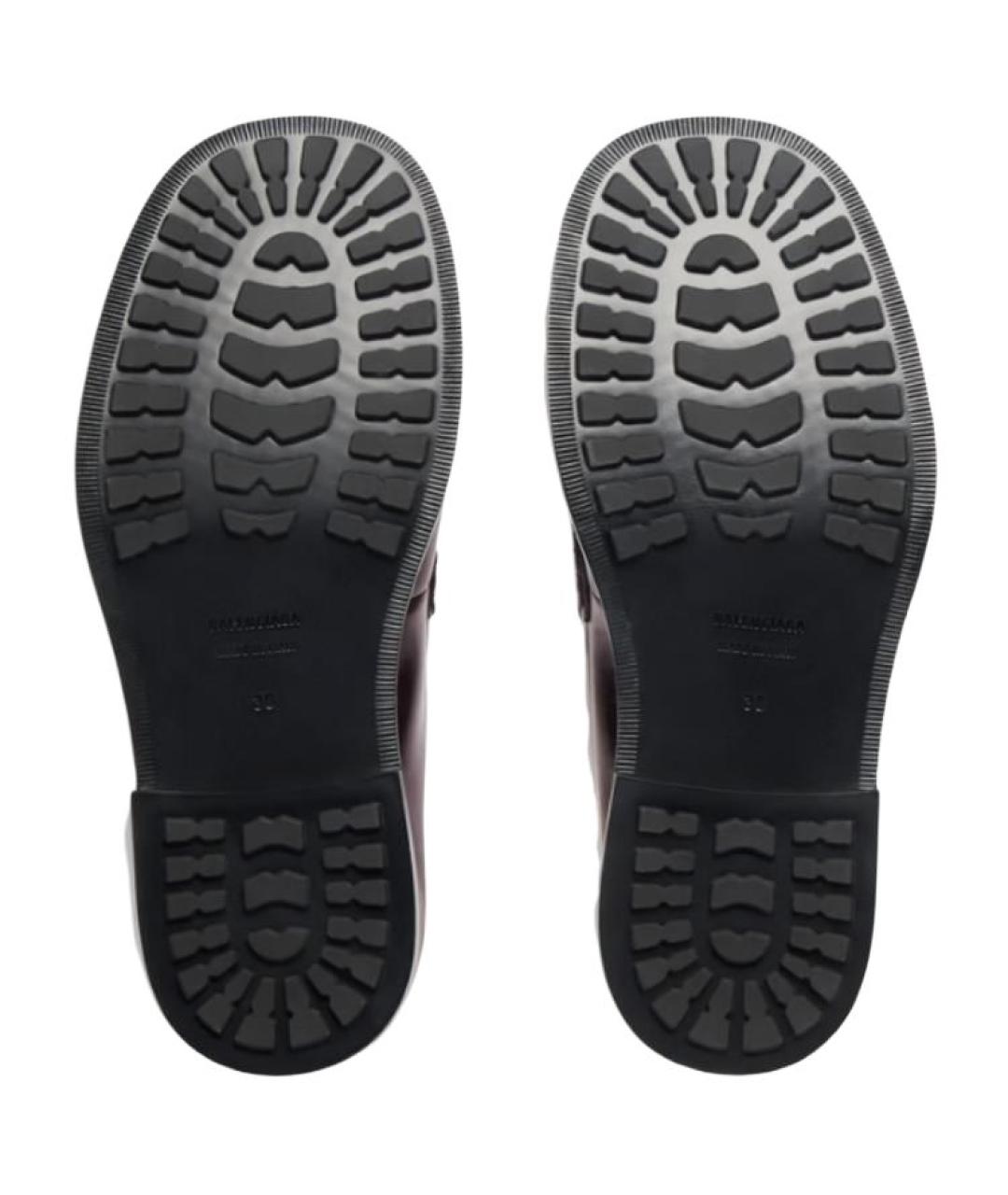 BALENCIAGA Бордовые кожаные лоферы, фото 4