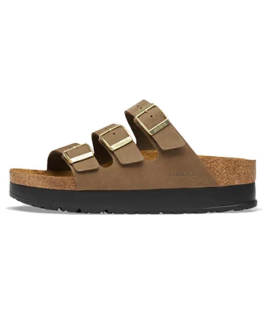 BIRKENSTOCK Коричневые нубуковые сандалии, фото 4