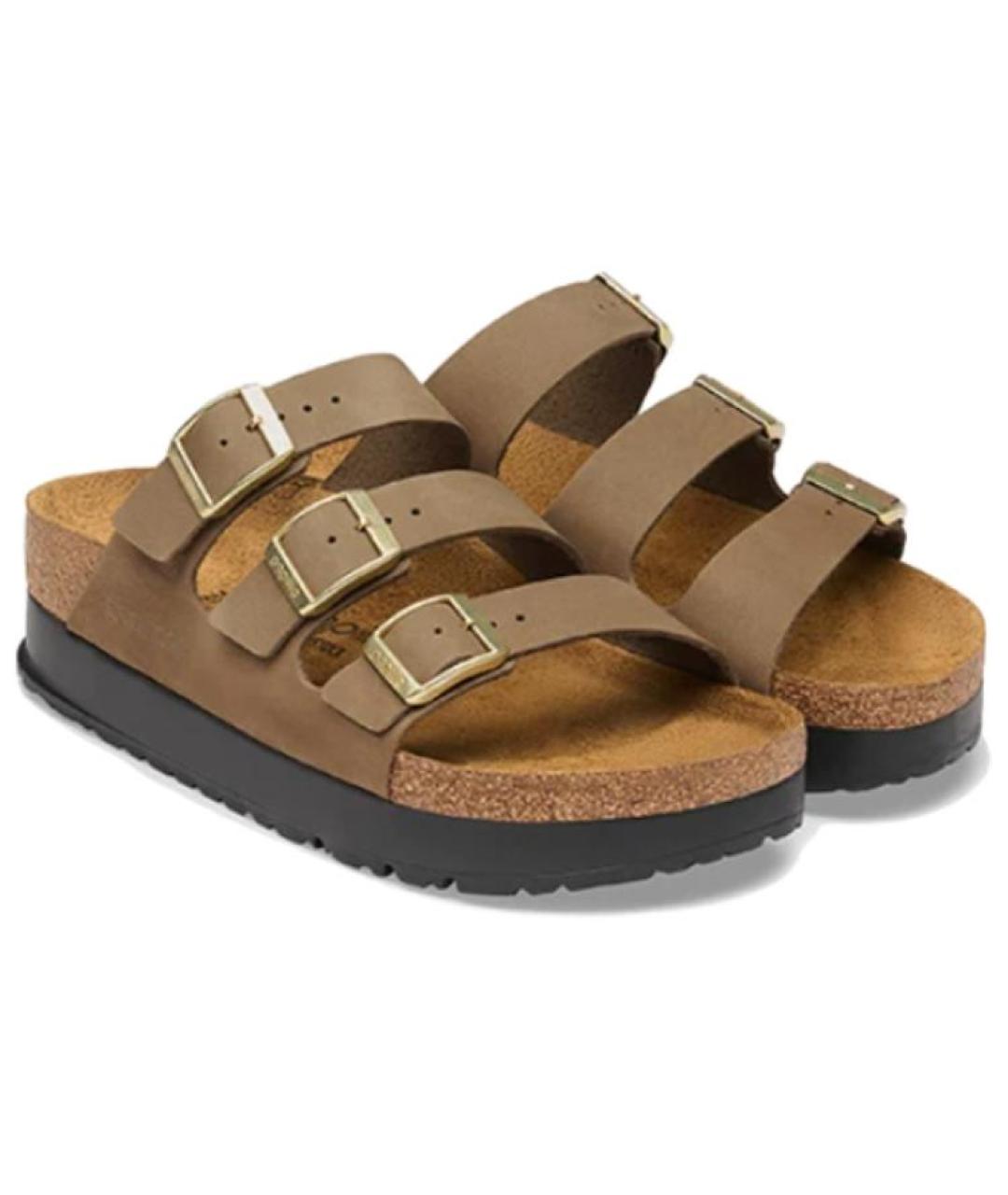 BIRKENSTOCK Коричневые нубуковые сандалии, фото 2