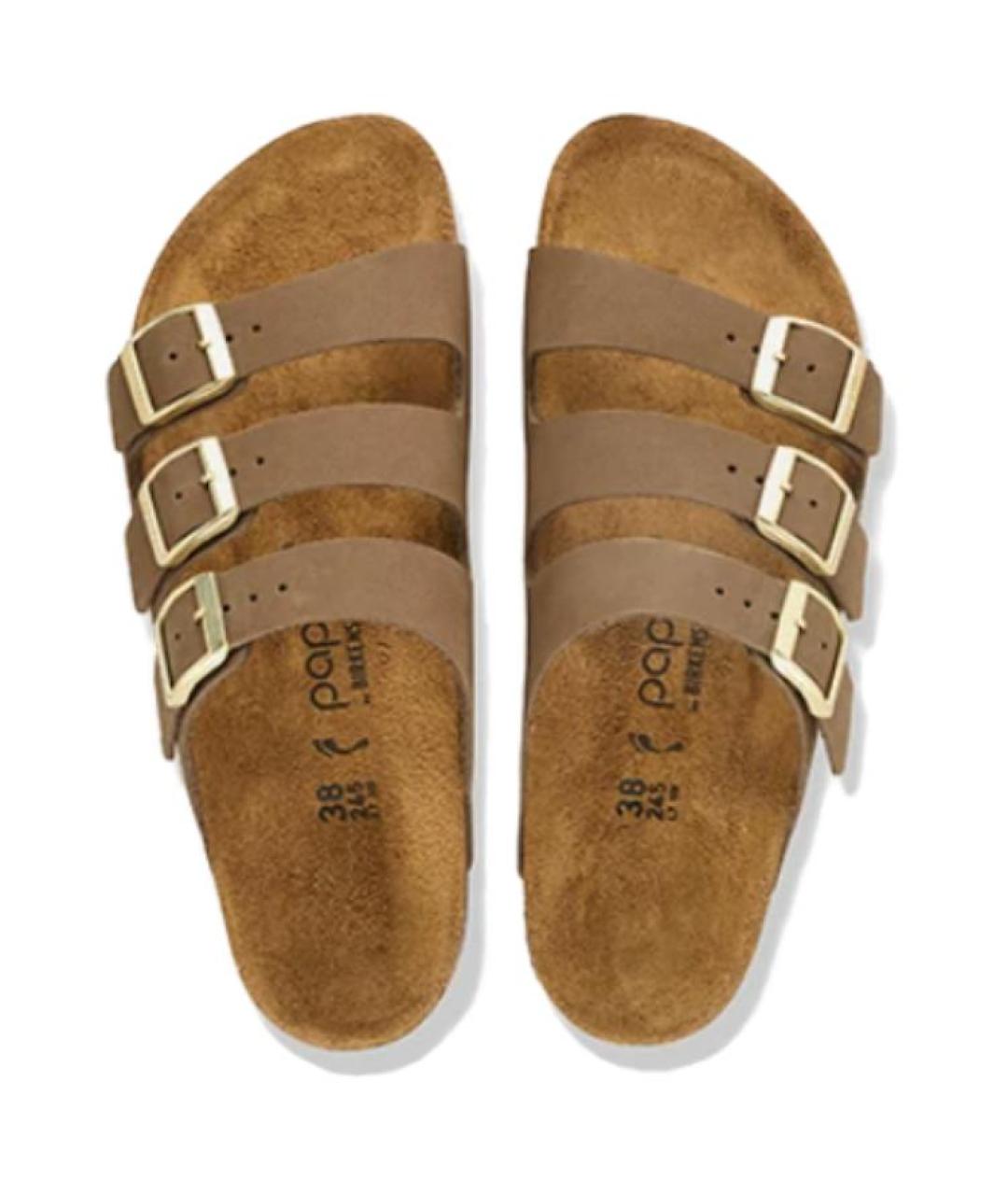 BIRKENSTOCK Коричневые нубуковые сандалии, фото 3