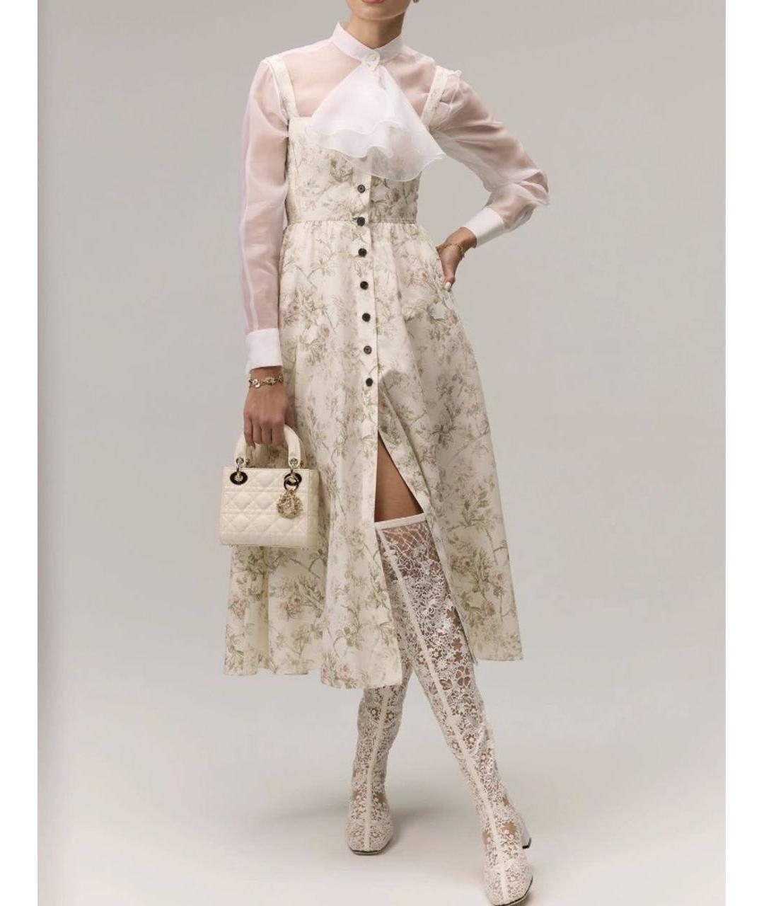 CHRISTIAN DIOR Бежевое хлопковое повседневное платье, фото 6