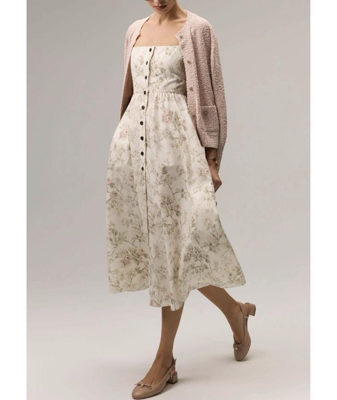 CHRISTIAN DIOR Бежевое хлопковое повседневное платье, фото 7