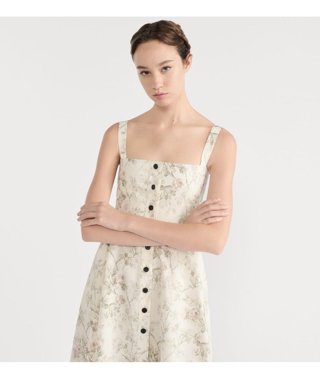 CHRISTIAN DIOR Бежевое хлопковое повседневное платье, фото 2