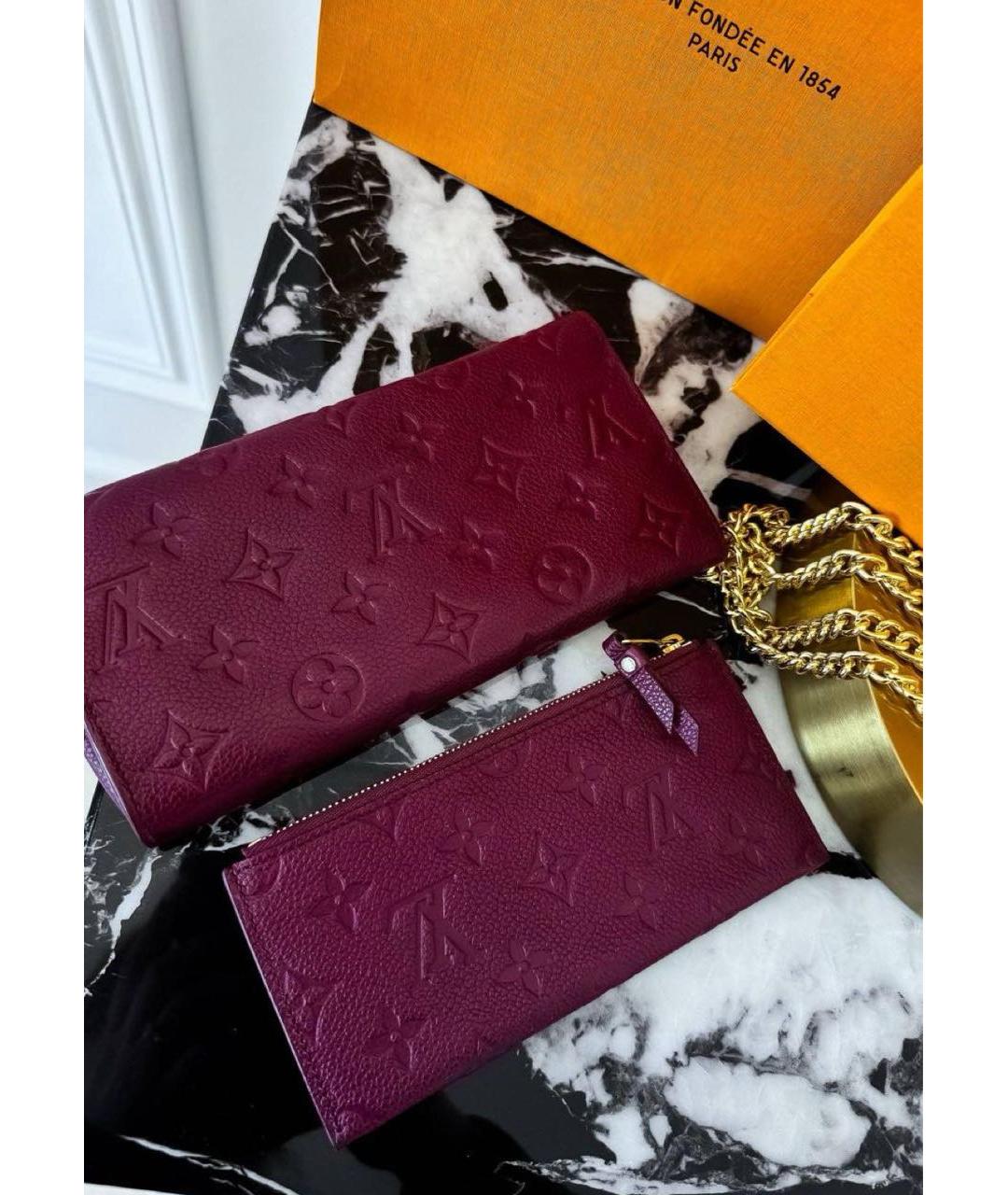 LOUIS VUITTON Бордовый кожаный кошелек, фото 3