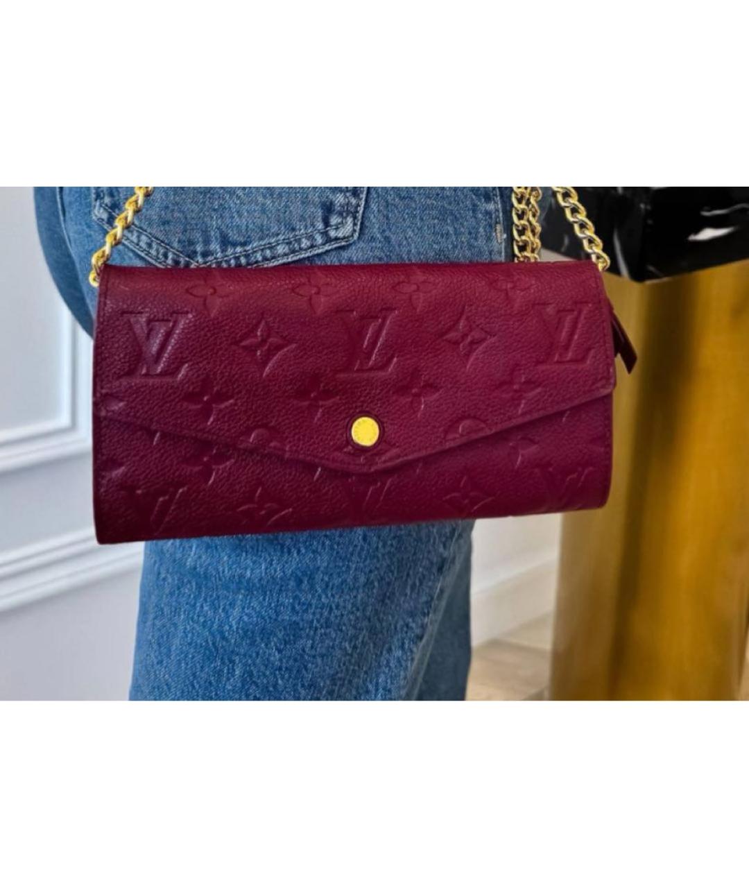 LOUIS VUITTON Бордовый кожаный кошелек, фото 6