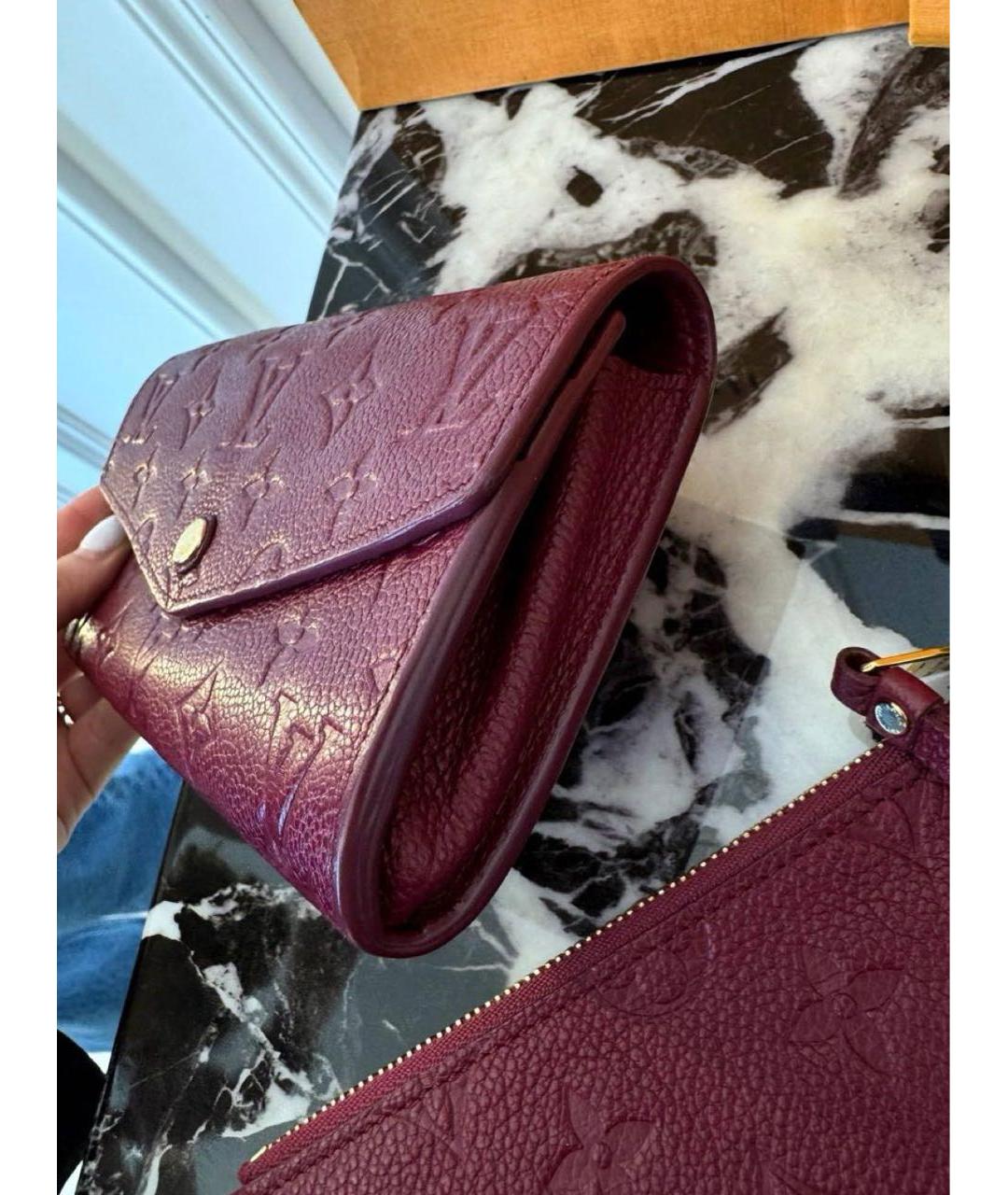 LOUIS VUITTON Бордовый кожаный кошелек, фото 4