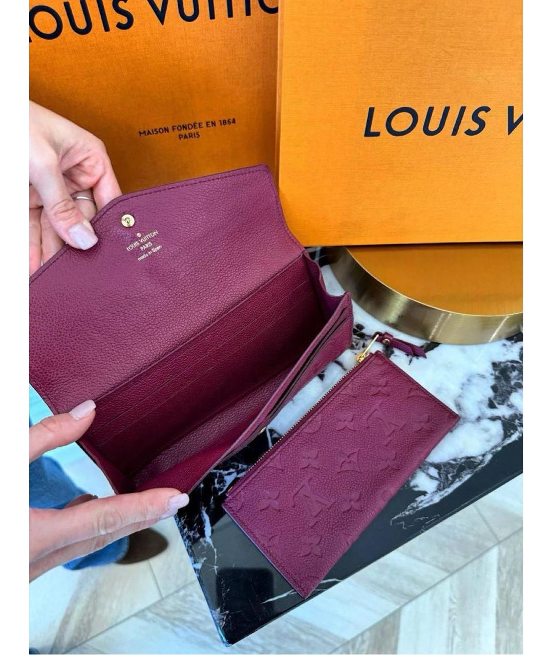 LOUIS VUITTON Бордовый кожаный кошелек, фото 5