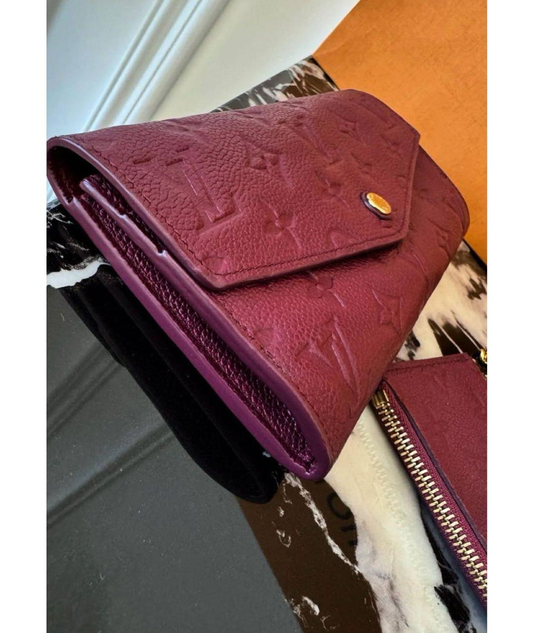 LOUIS VUITTON Бордовый кожаный кошелек, фото 2