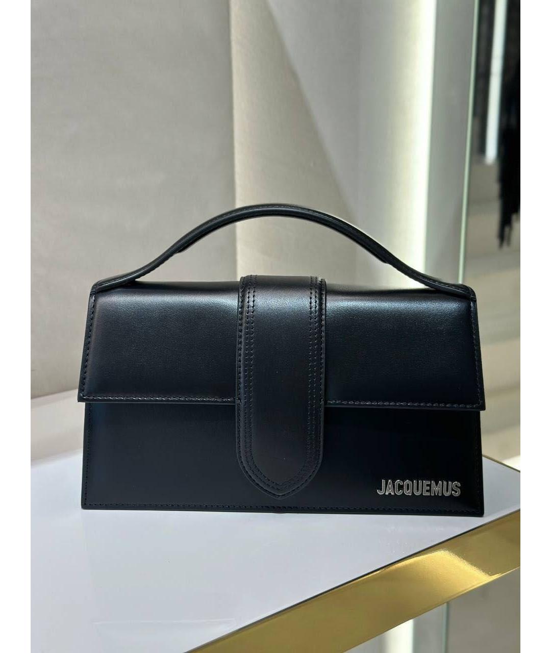 JACQUEMUS Черная кожаная сумка с короткими ручками, фото 6