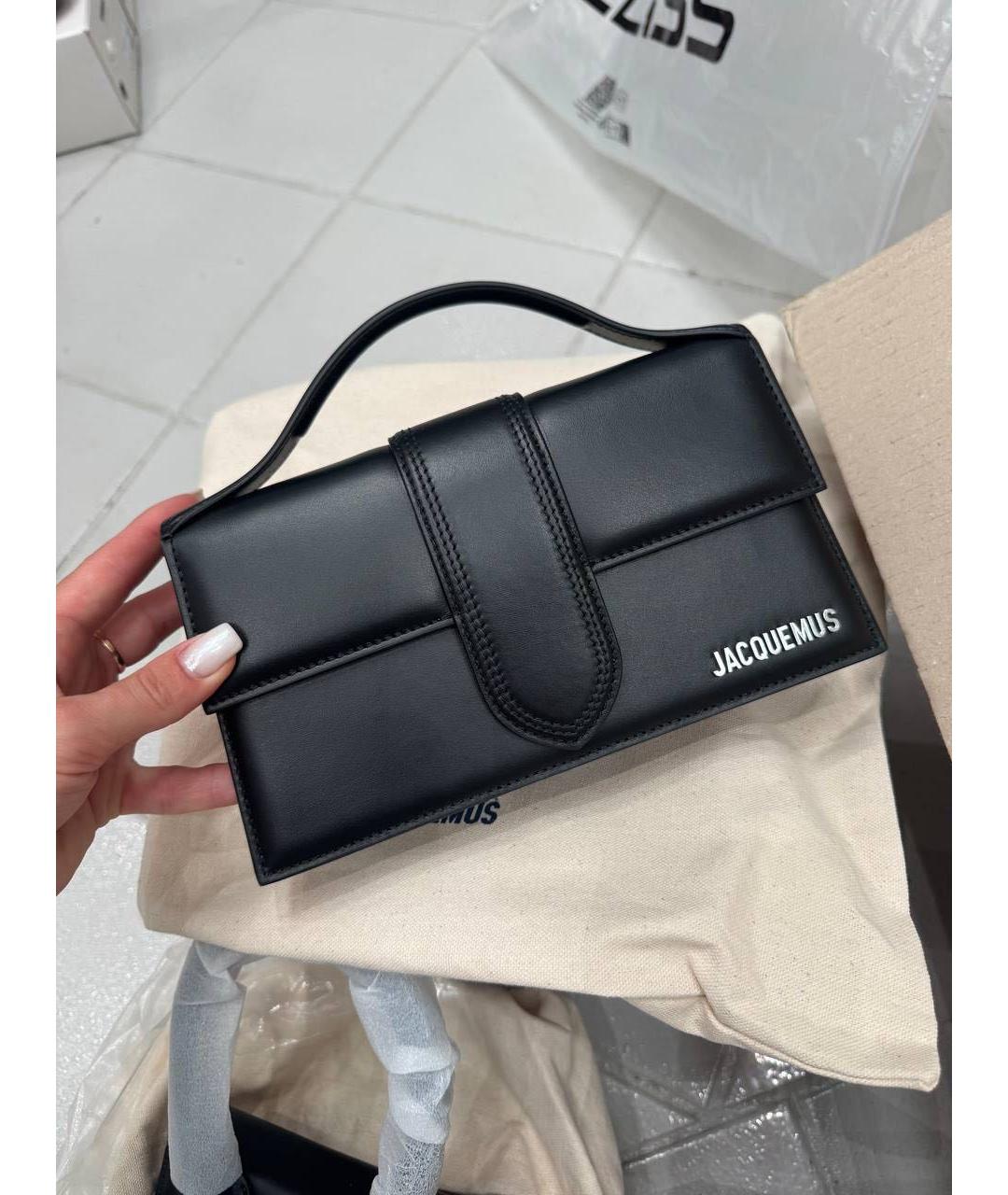 JACQUEMUS Черная кожаная сумка с короткими ручками, фото 7