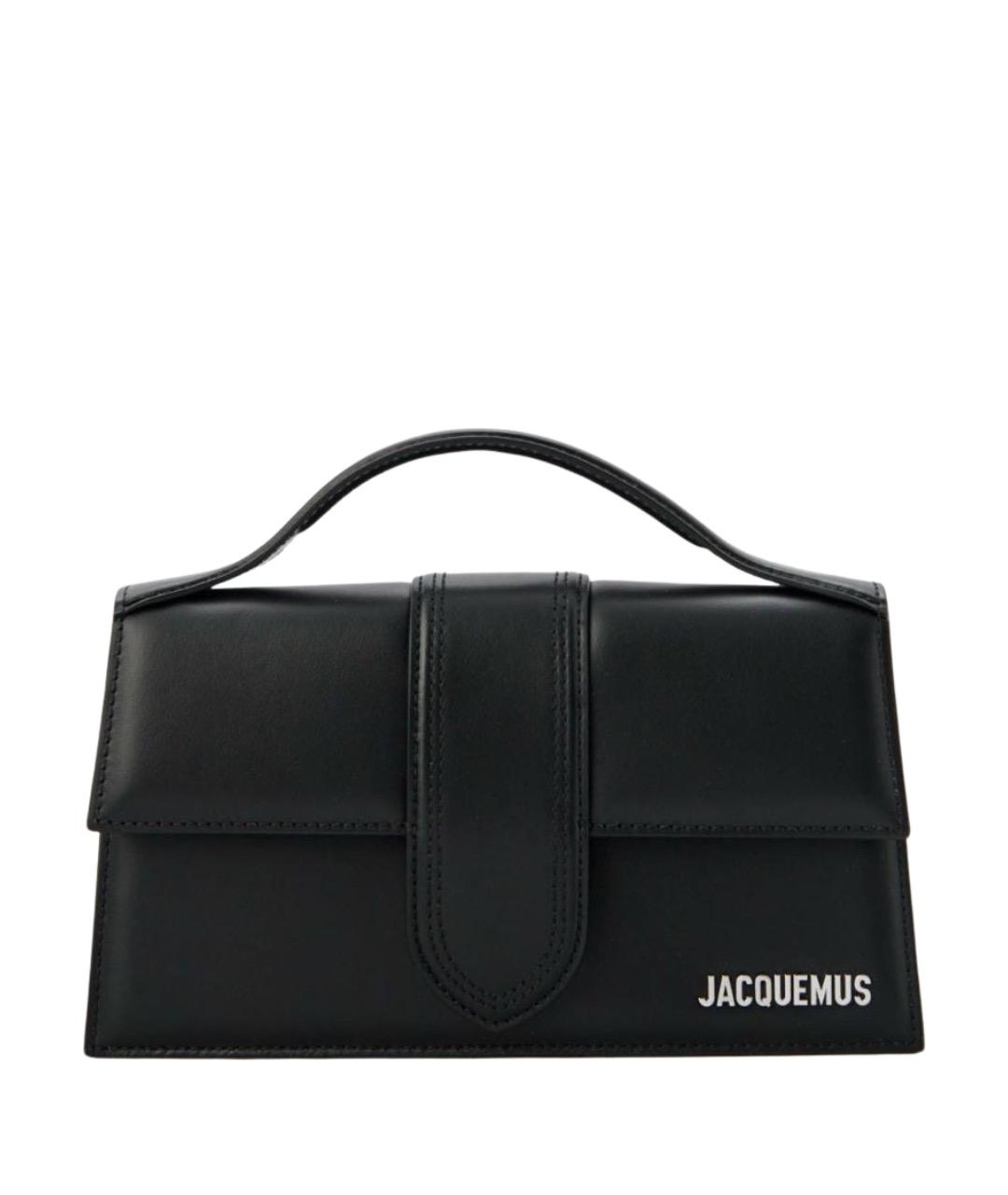 JACQUEMUS Черная кожаная сумка с короткими ручками, фото 1