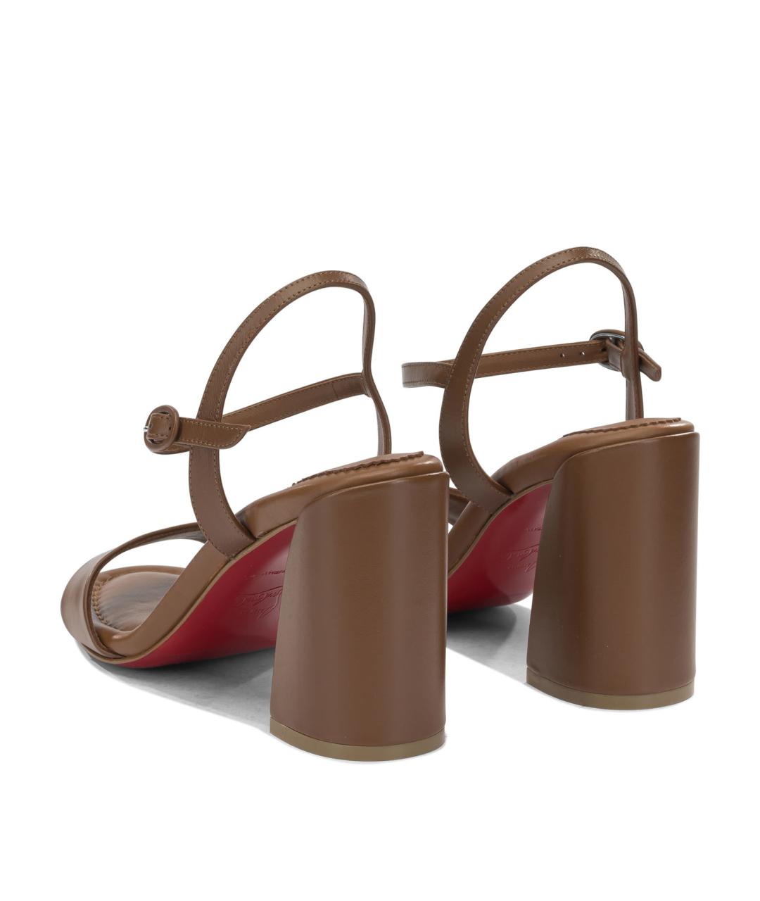 CHRISTIAN LOUBOUTIN Коричневые кожаные босоножки, фото 4