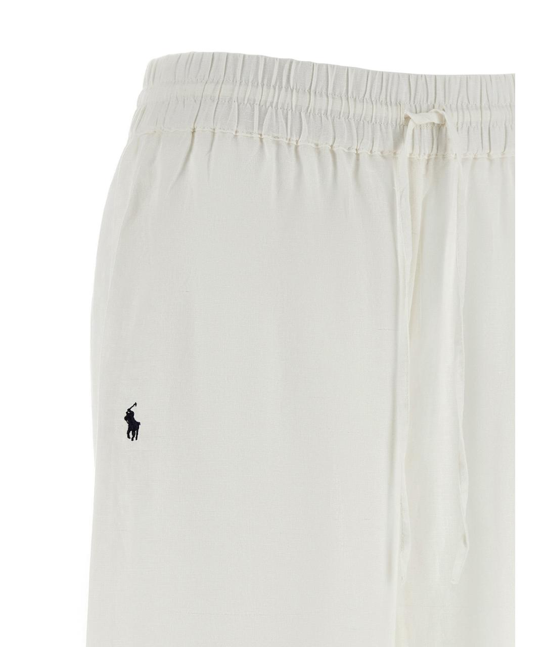 POLO RALPH LAUREN Белые льняные брюки широкие, фото 3