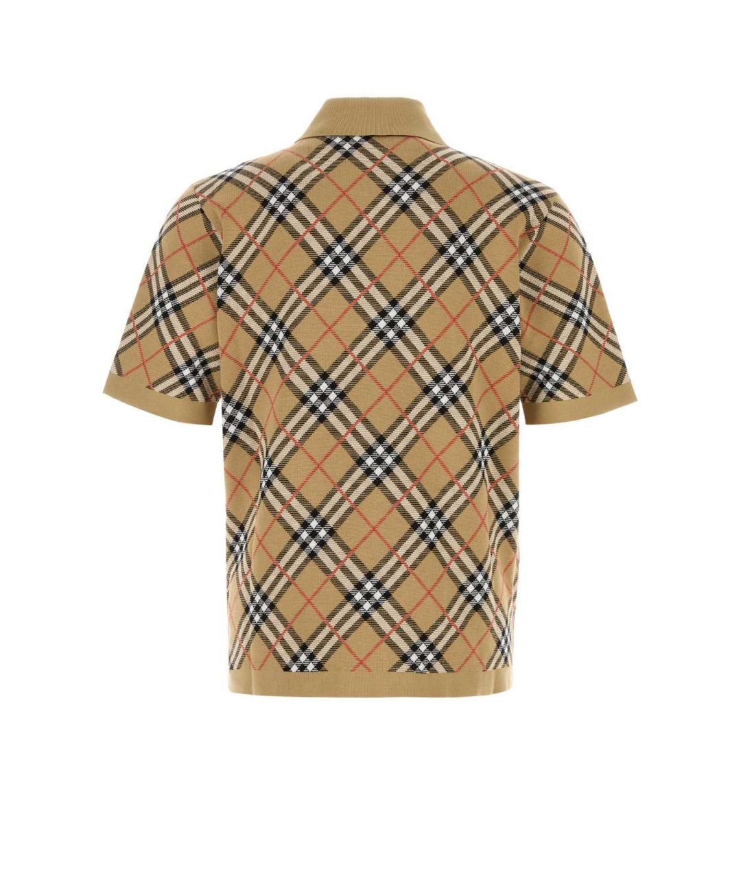 BURBERRY Бежевое хлопковое поло с коротким рукавом, фото 2