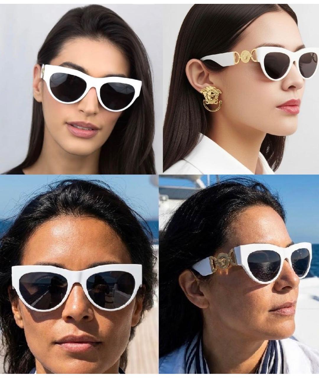 VERSACE Белые пластиковые солнцезащитные очки, фото 7