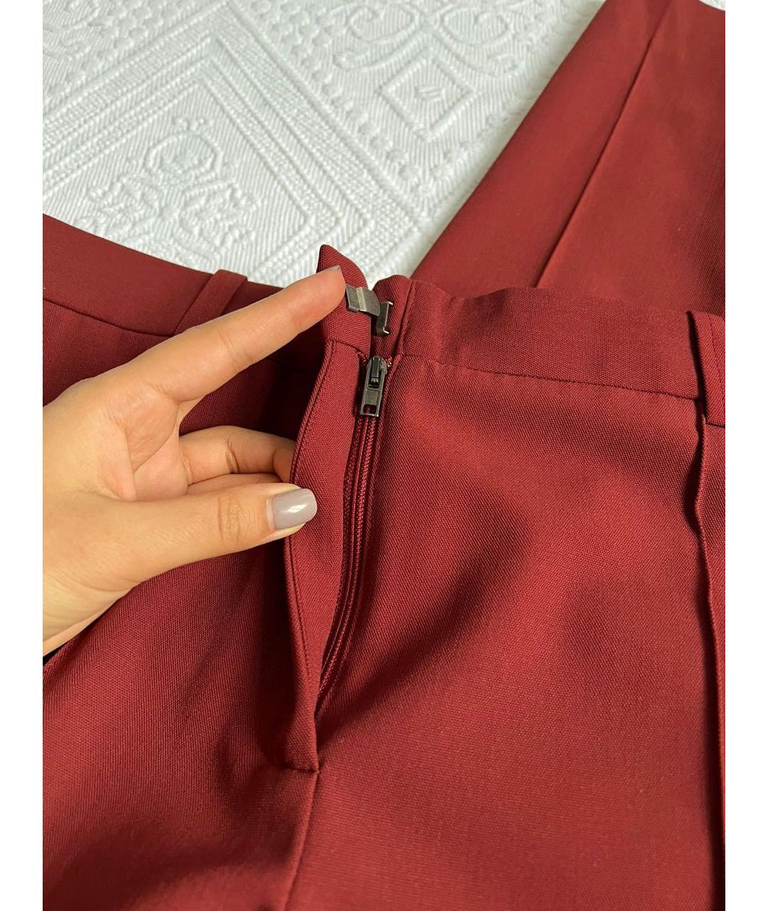BOTTEGA VENETA Бордовые прямые брюки, фото 7
