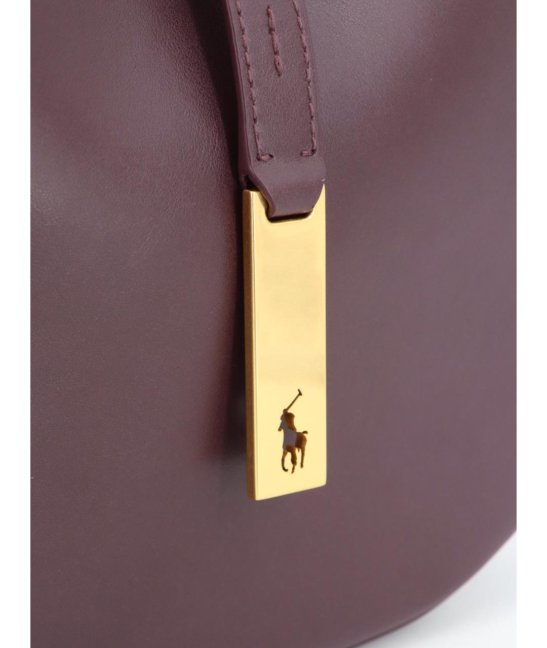 POLO RALPH LAUREN Бордовая кожаная сумка через плечо, фото 5