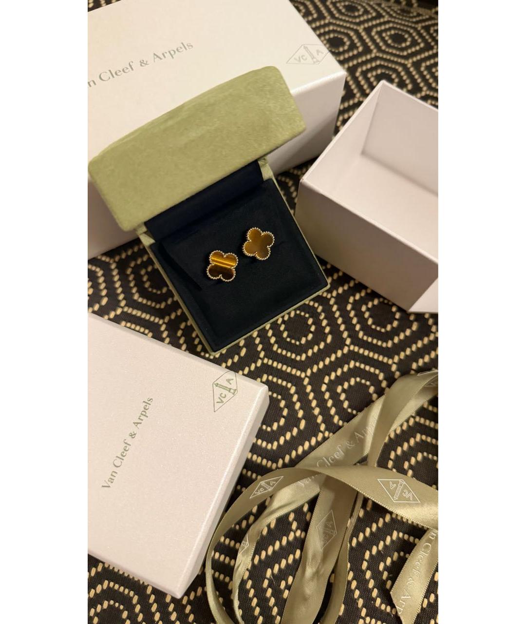 VAN CLEEF & ARPELS Коричневые серьги из желтого золота, фото 2