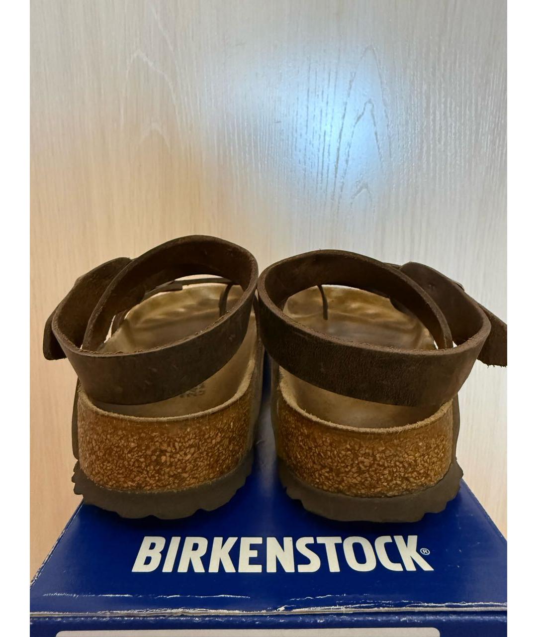 BIRKENSTOCK Коричневые кожаные сандалии, фото 3