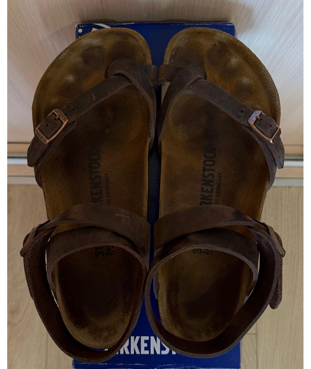 BIRKENSTOCK Коричневые кожаные сандалии, фото 2