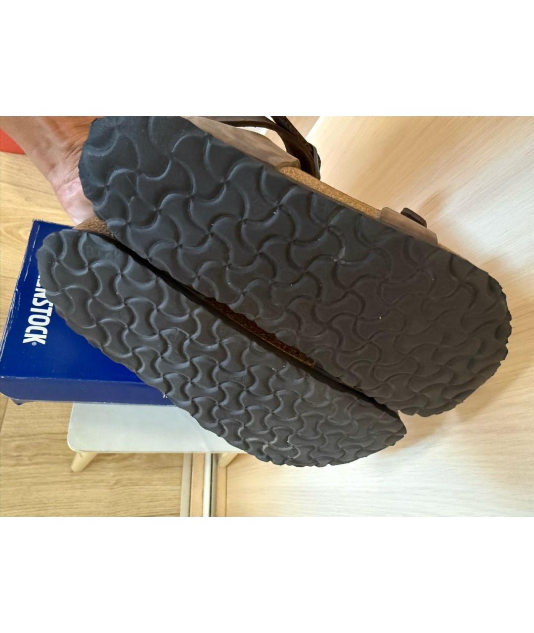 BIRKENSTOCK Коричневые кожаные сандалии, фото 4