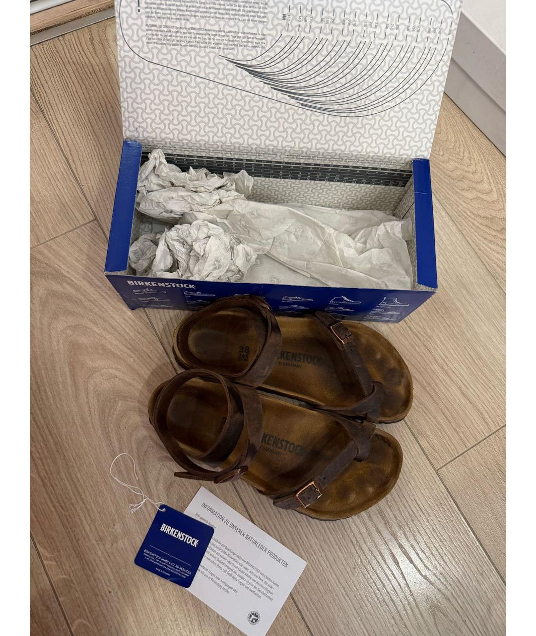 BIRKENSTOCK Коричневые кожаные сандалии, фото 7