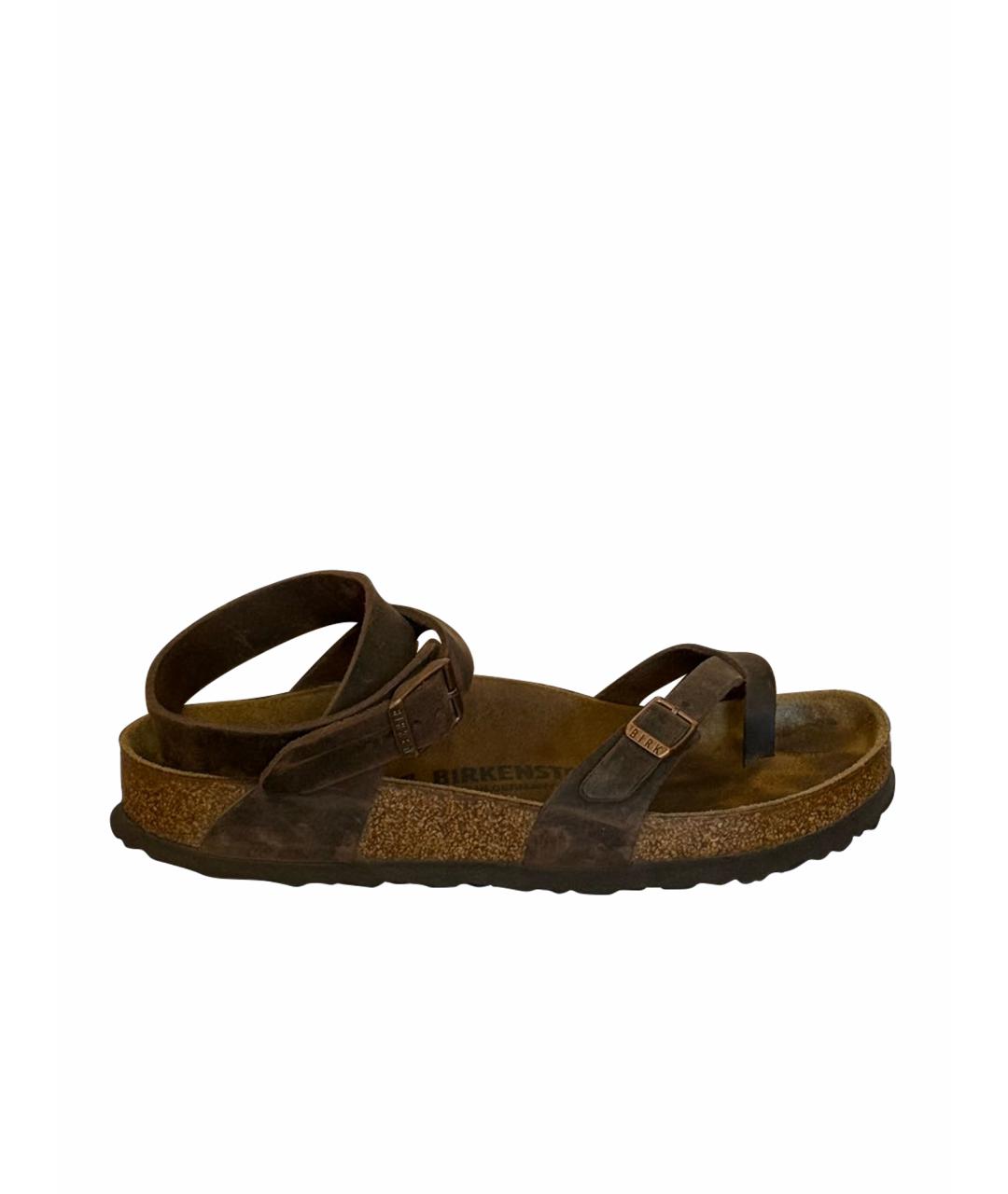 BIRKENSTOCK Коричневые кожаные сандалии, фото 1
