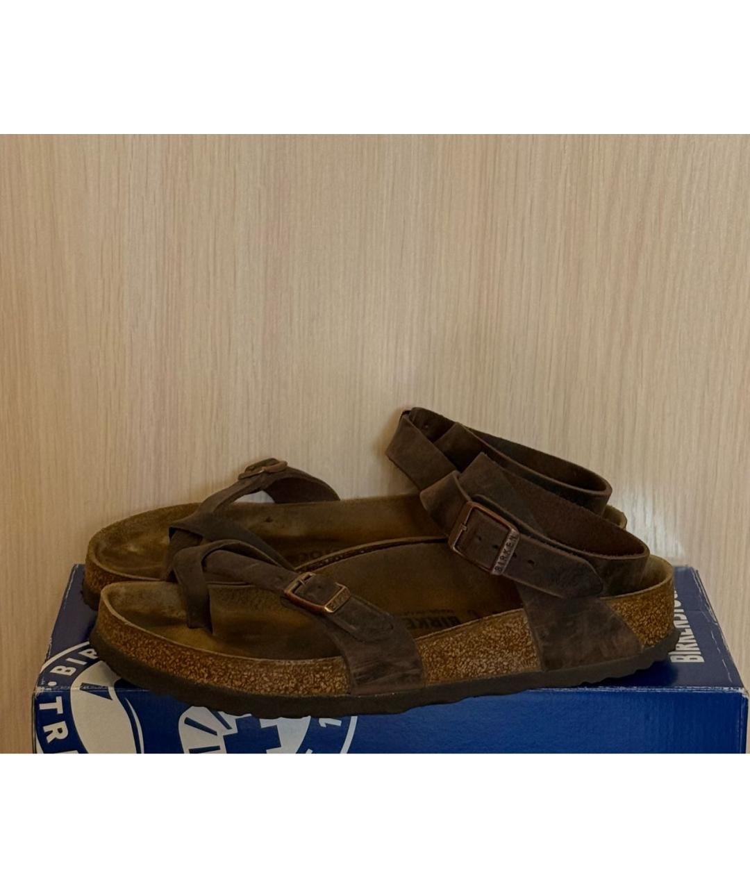BIRKENSTOCK Коричневые кожаные сандалии, фото 5
