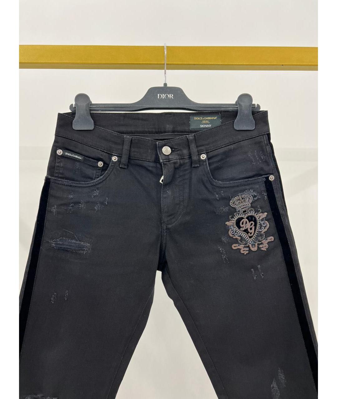 DOLCE&GABBANA Черные хлопко-эластановые джинсы слим, фото 4