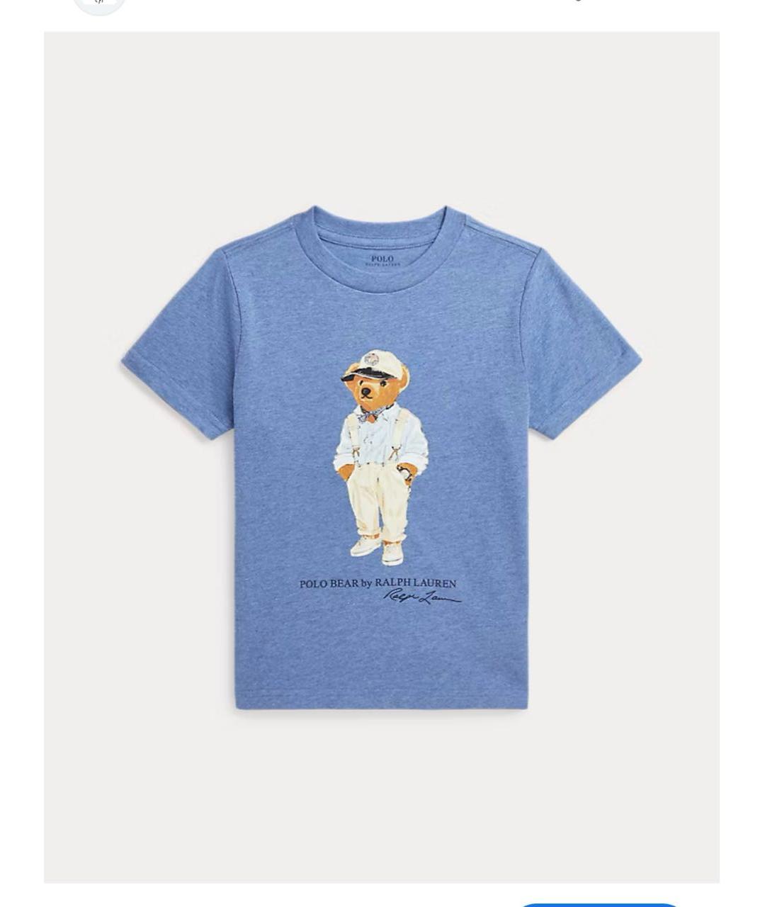 POLO RALPH LAUREN Голубая хлопковая футболка, фото 2