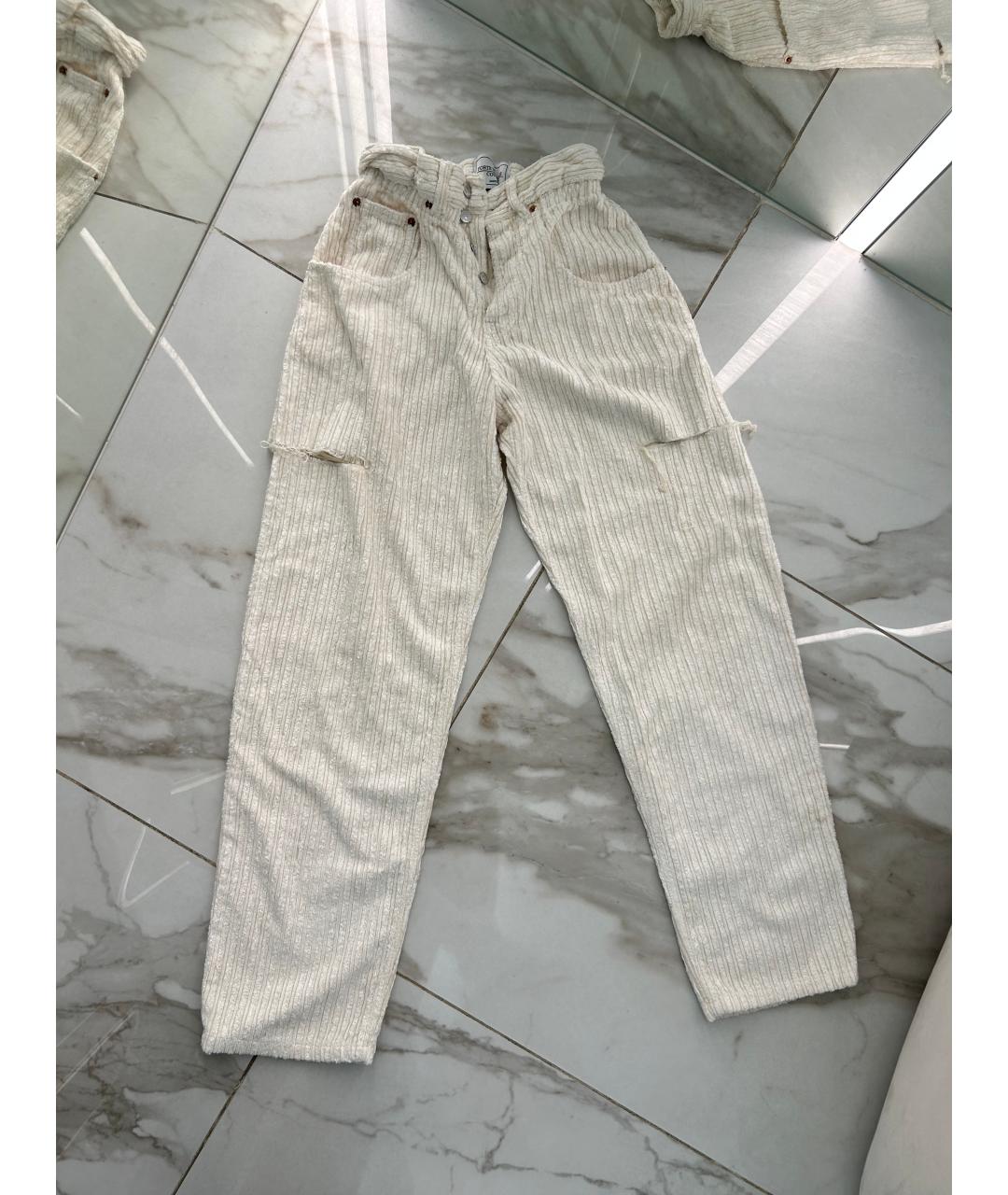 FORTE COUTURE Бежевые хлопко-кашемировые прямые джинсы, фото 5