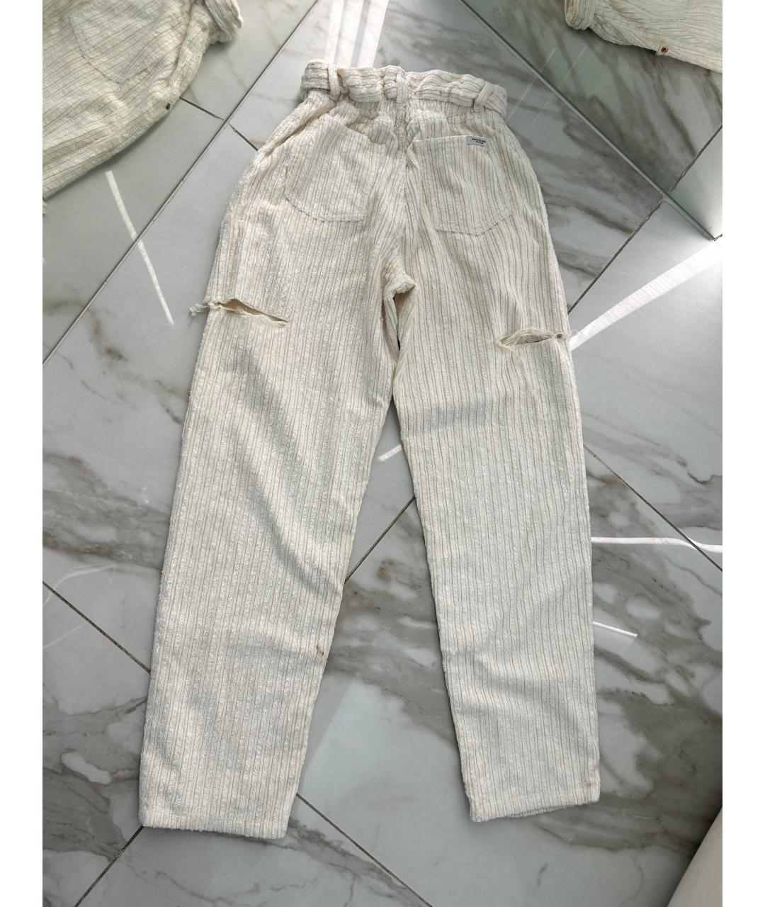 FORTE COUTURE Бежевые хлопко-кашемировые прямые джинсы, фото 4