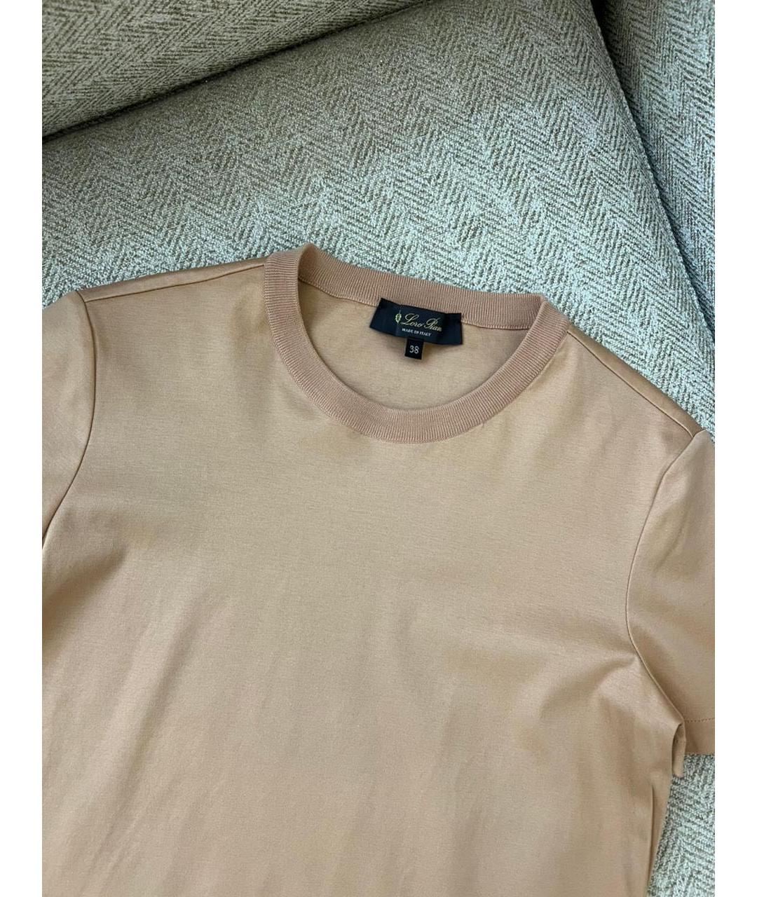 LORO PIANA Бежевая хлопковая футболка, фото 4