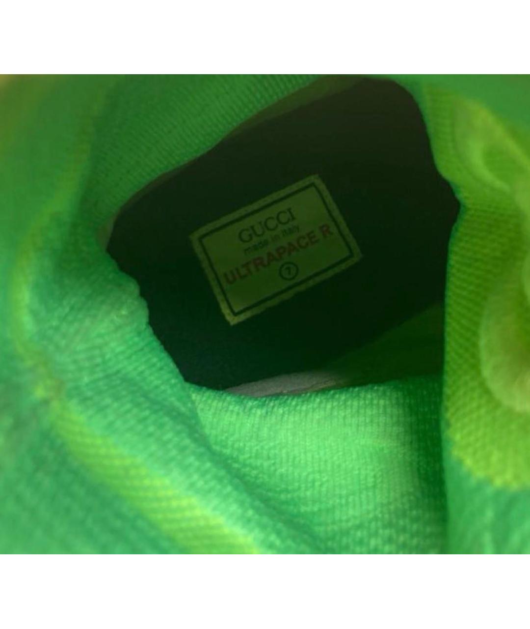 GUCCI Салатовые текстильные высокие кроссовки / кеды, фото 7