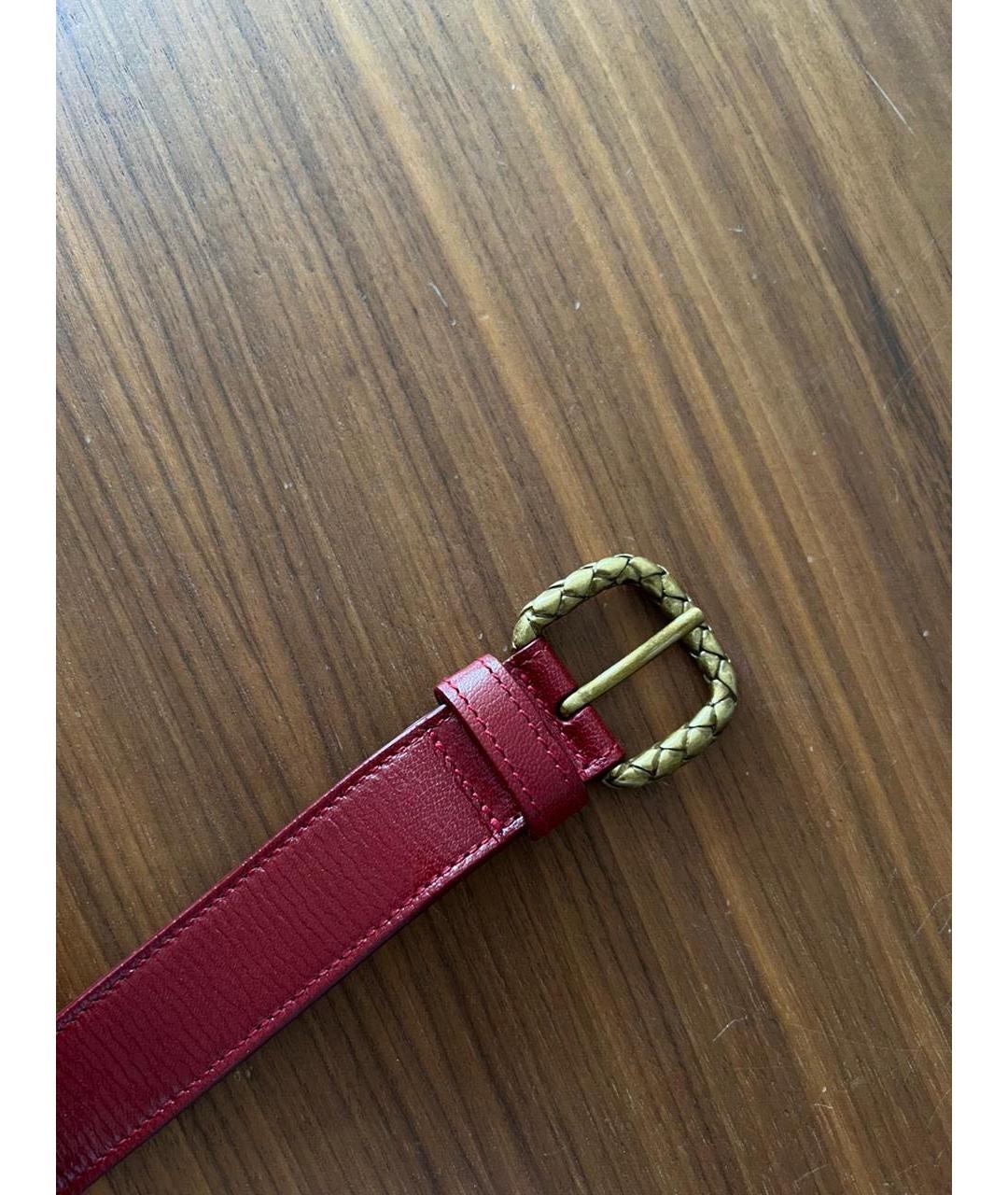 BOTTEGA VENETA Красный кожаный ремень, фото 3