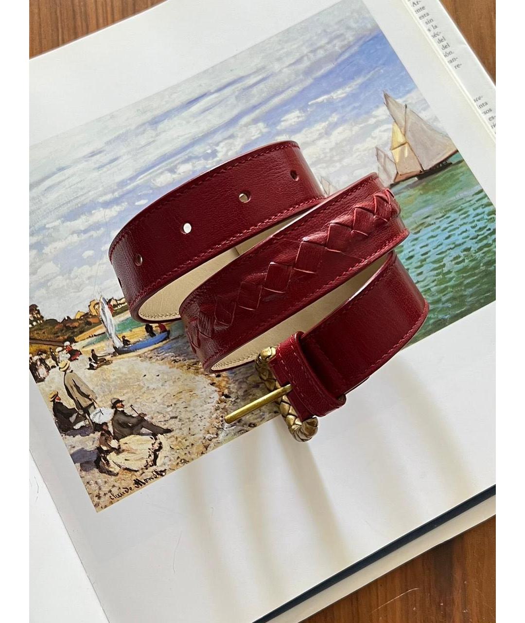 BOTTEGA VENETA Красный кожаный ремень, фото 9