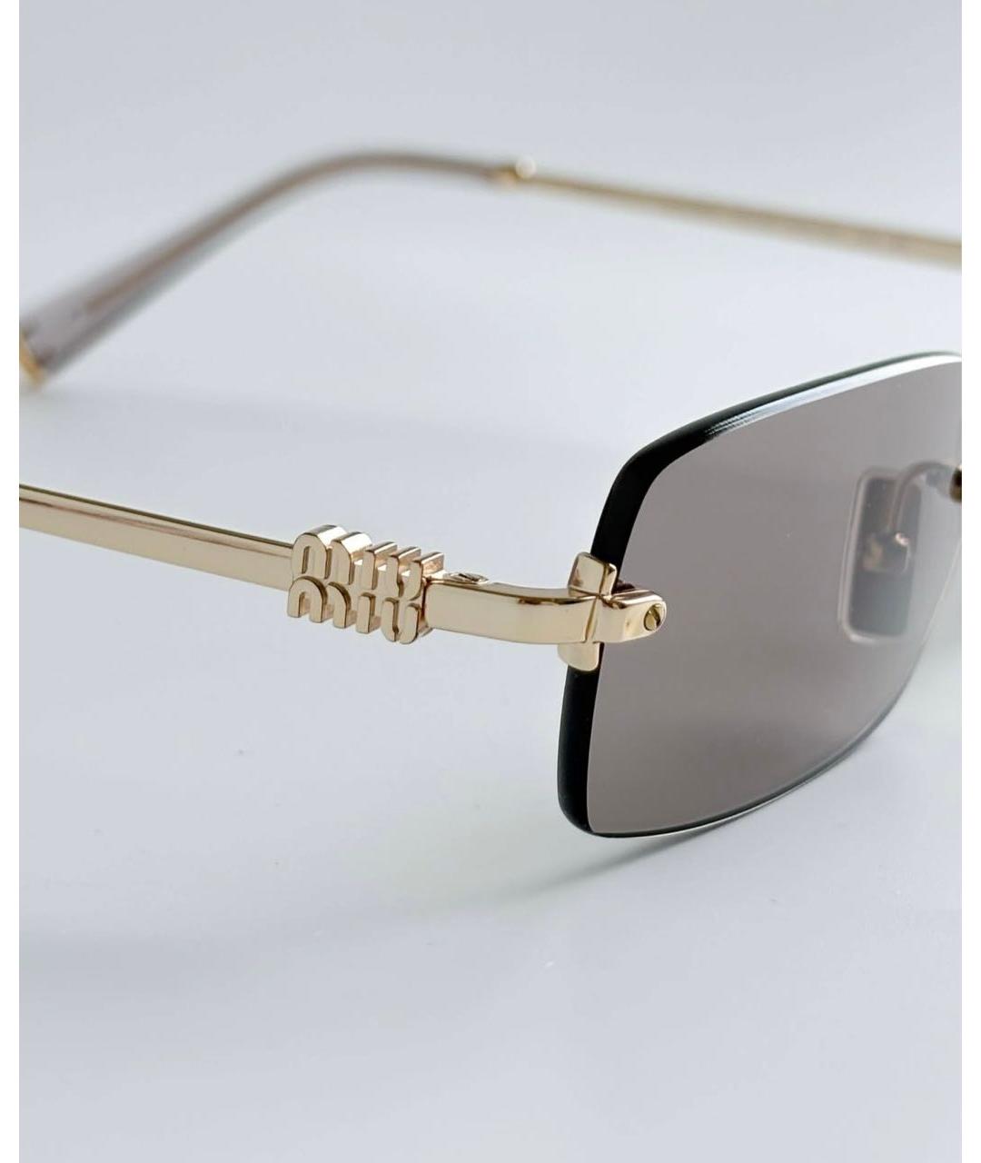 MIU MIU Золотые металлические солнцезащитные очки, фото 3