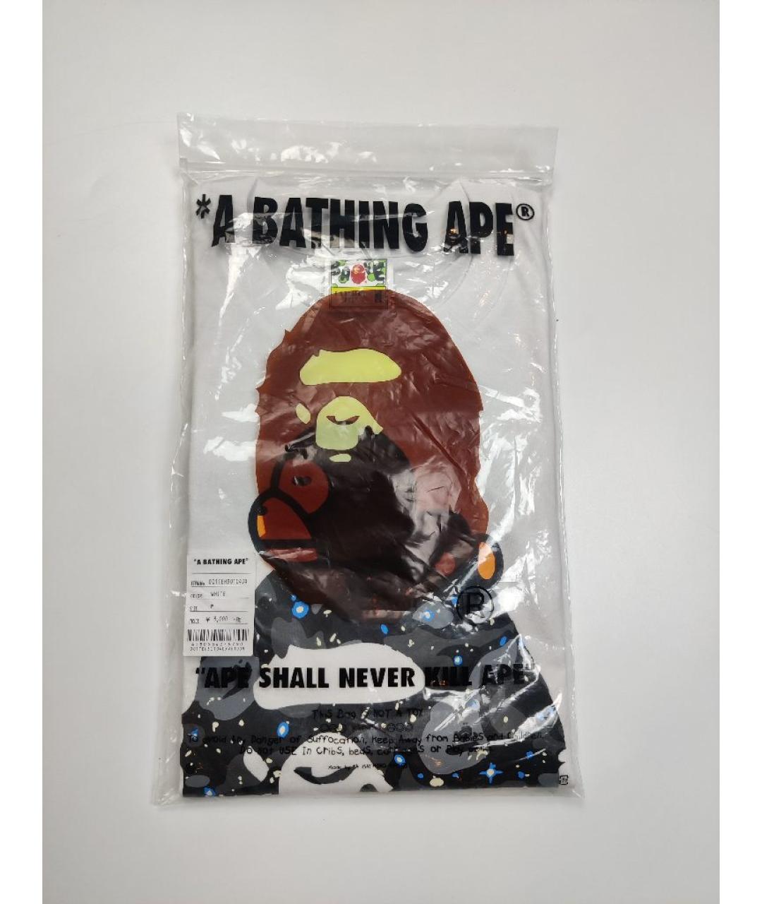 A BATHING APE Белая хлопковая футболка, фото 5