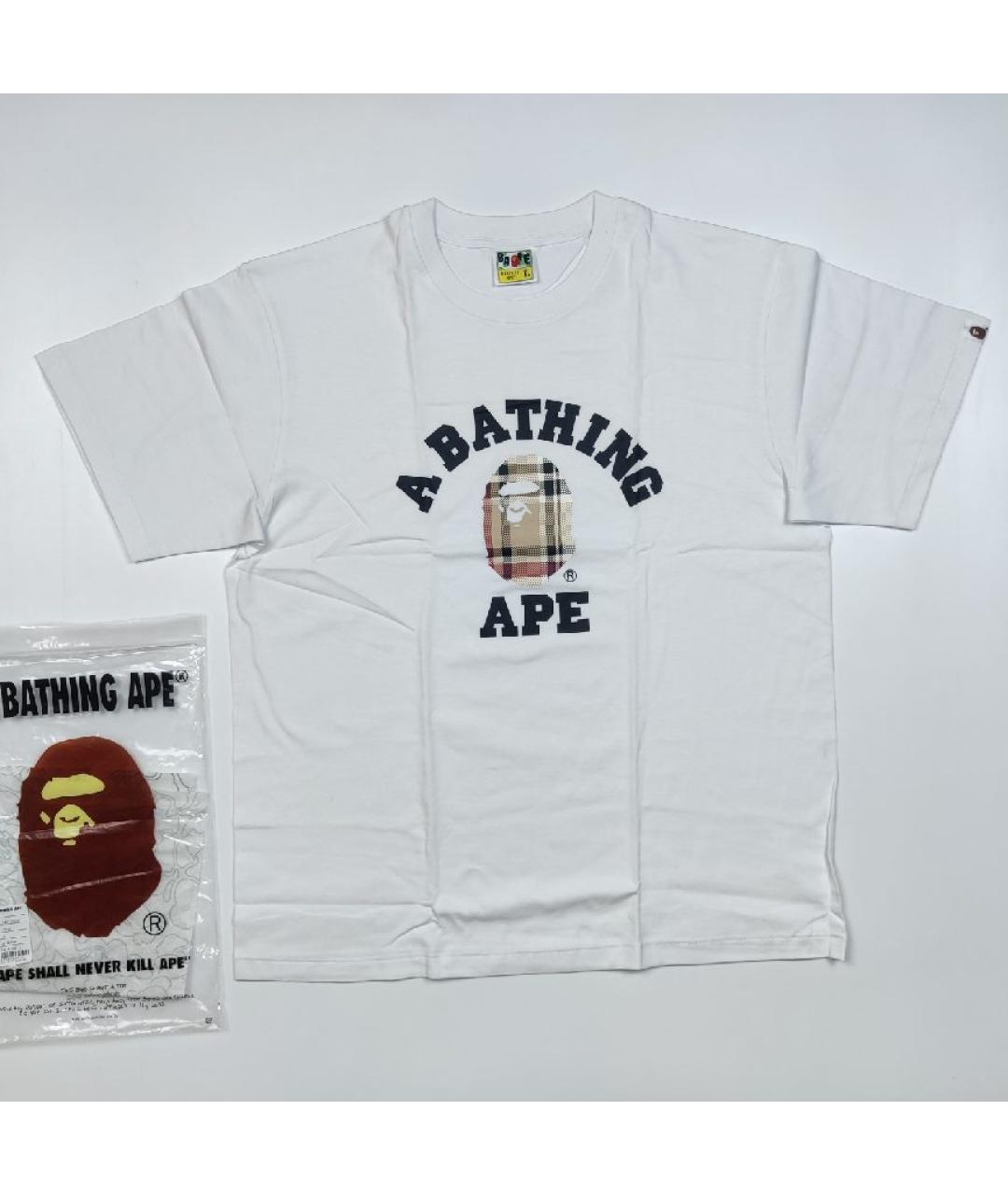 A BATHING APE Белая хлопковая футболка, фото 6