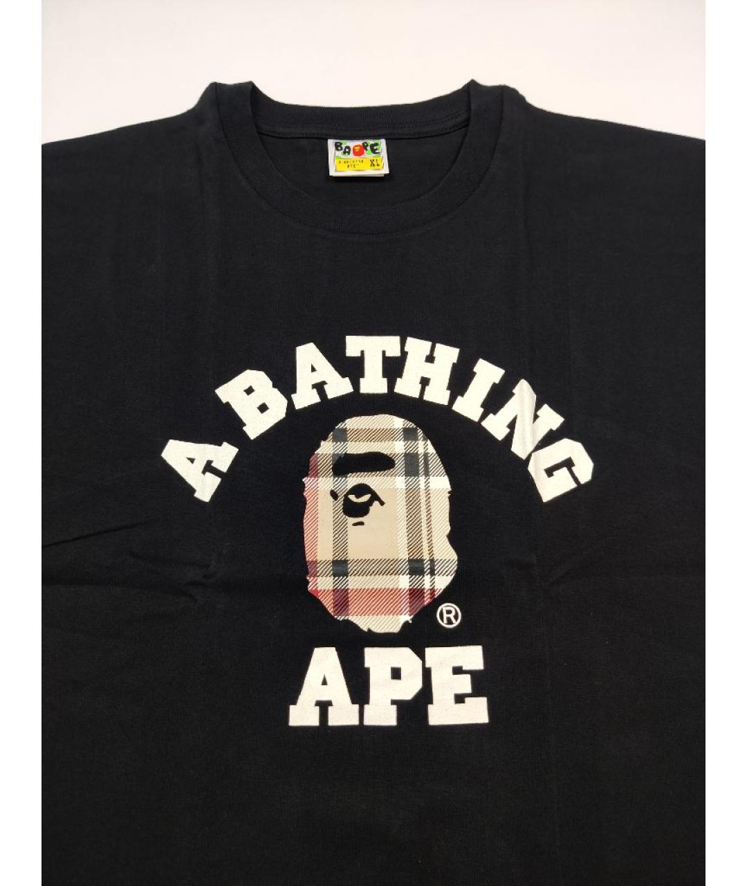 A BATHING APE Черная хлопковая футболка, фото 2
