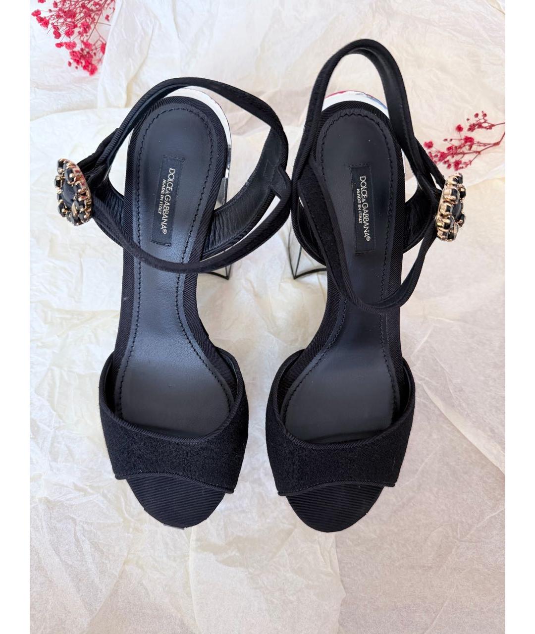 DOLCE&GABBANA Черные текстильные босоножки, фото 2