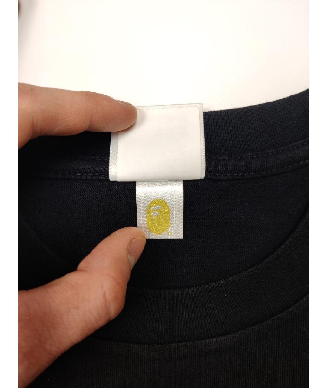 A BATHING APE Черная хлопковая футболка, фото 4