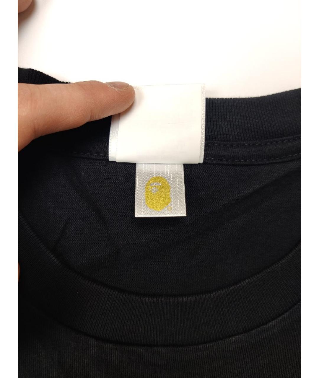 A BATHING APE Черная хлопковая футболка, фото 4