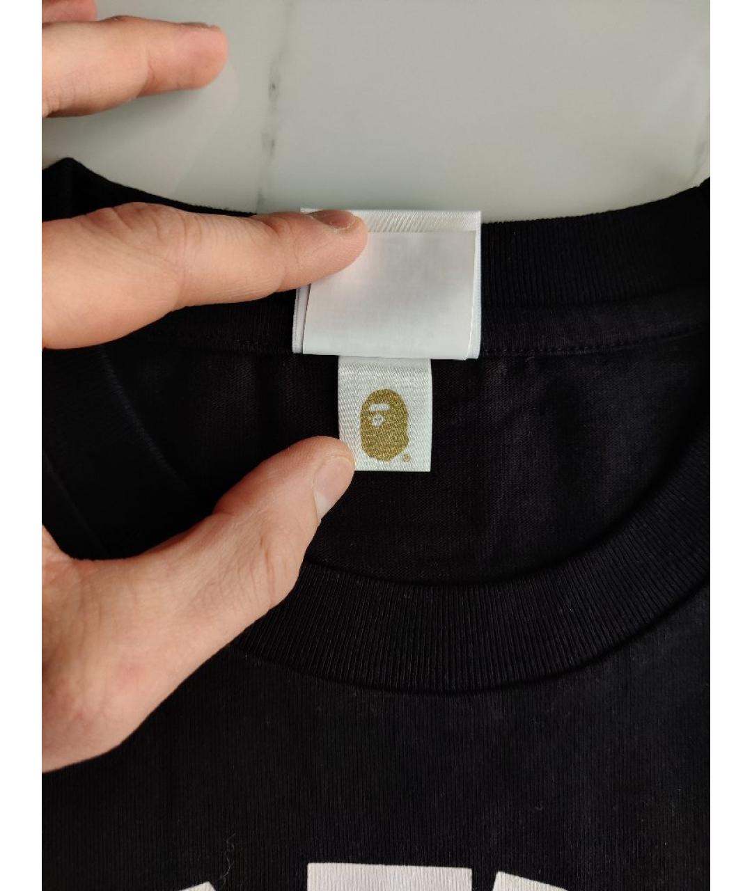 A BATHING APE Черная хлопковая футболка, фото 4