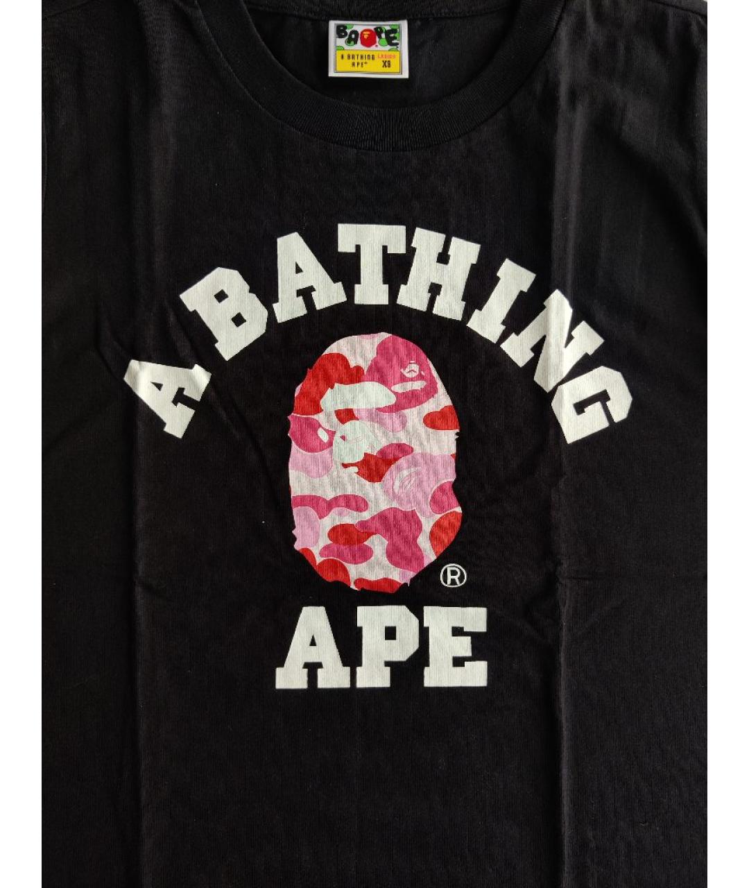 A BATHING APE Черная хлопковая футболка, фото 2