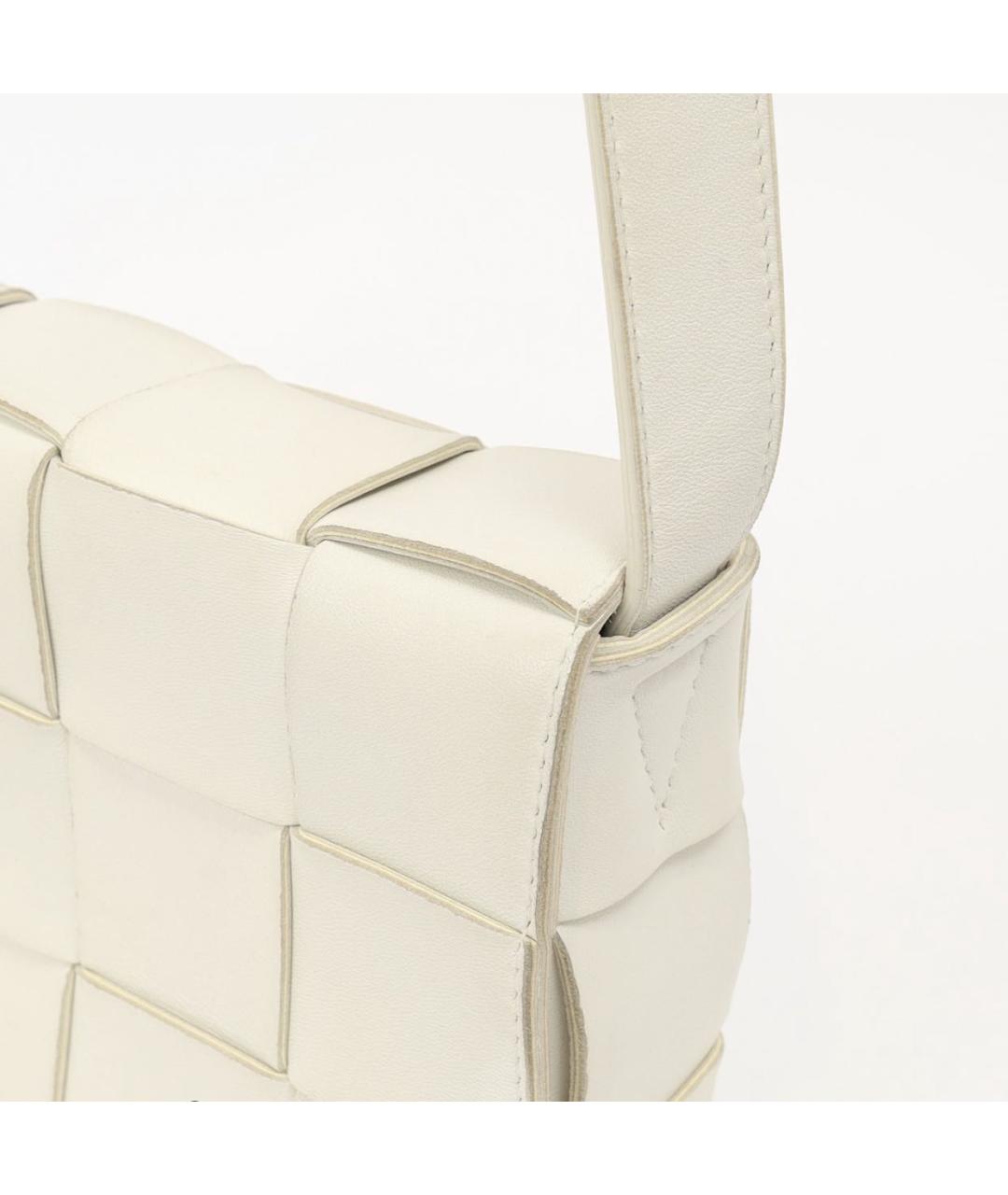 BOTTEGA VENETA Белая кожаная сумка через плечо, фото 6