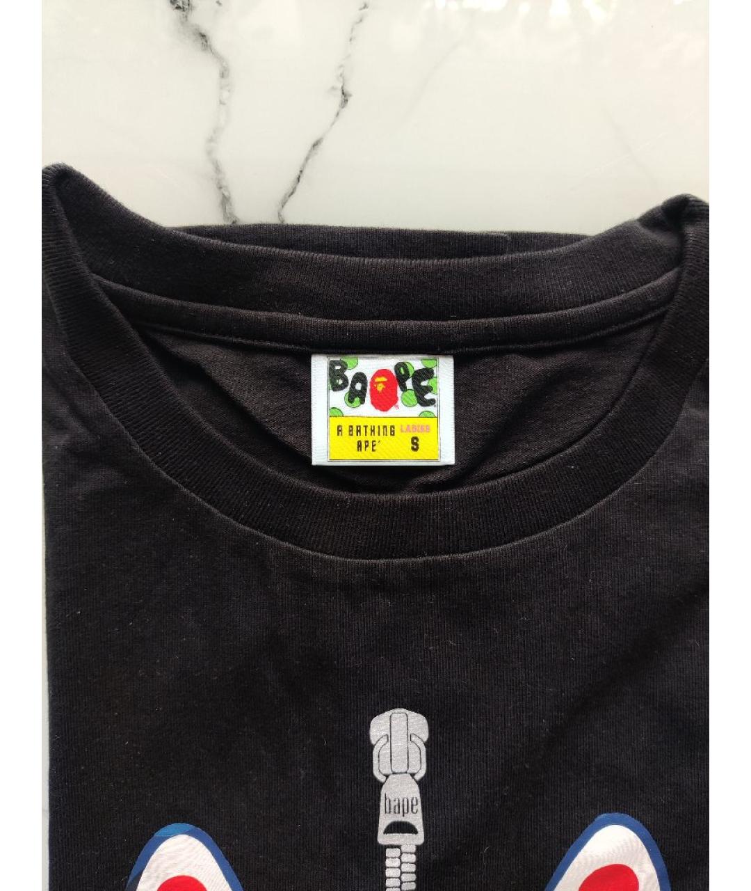 A BATHING APE Черная хлопковая футболка, фото 3