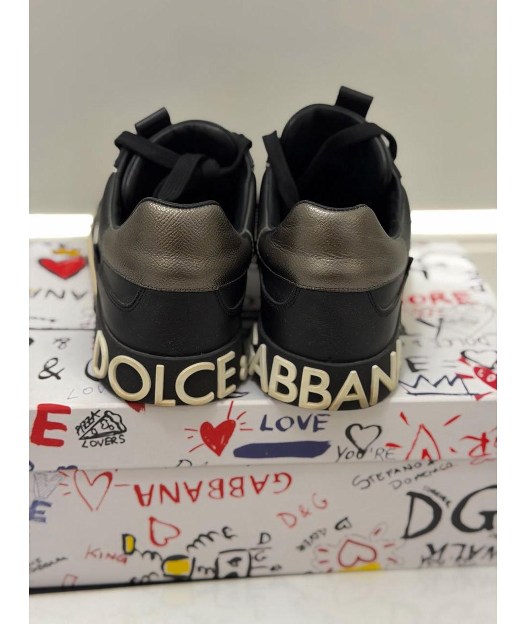 DOLCE&GABBANA Черные кожаные высокие кроссовки / кеды, фото 4