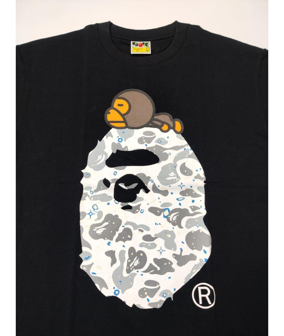 A BATHING APE Черная хлопковая футболка, фото 2