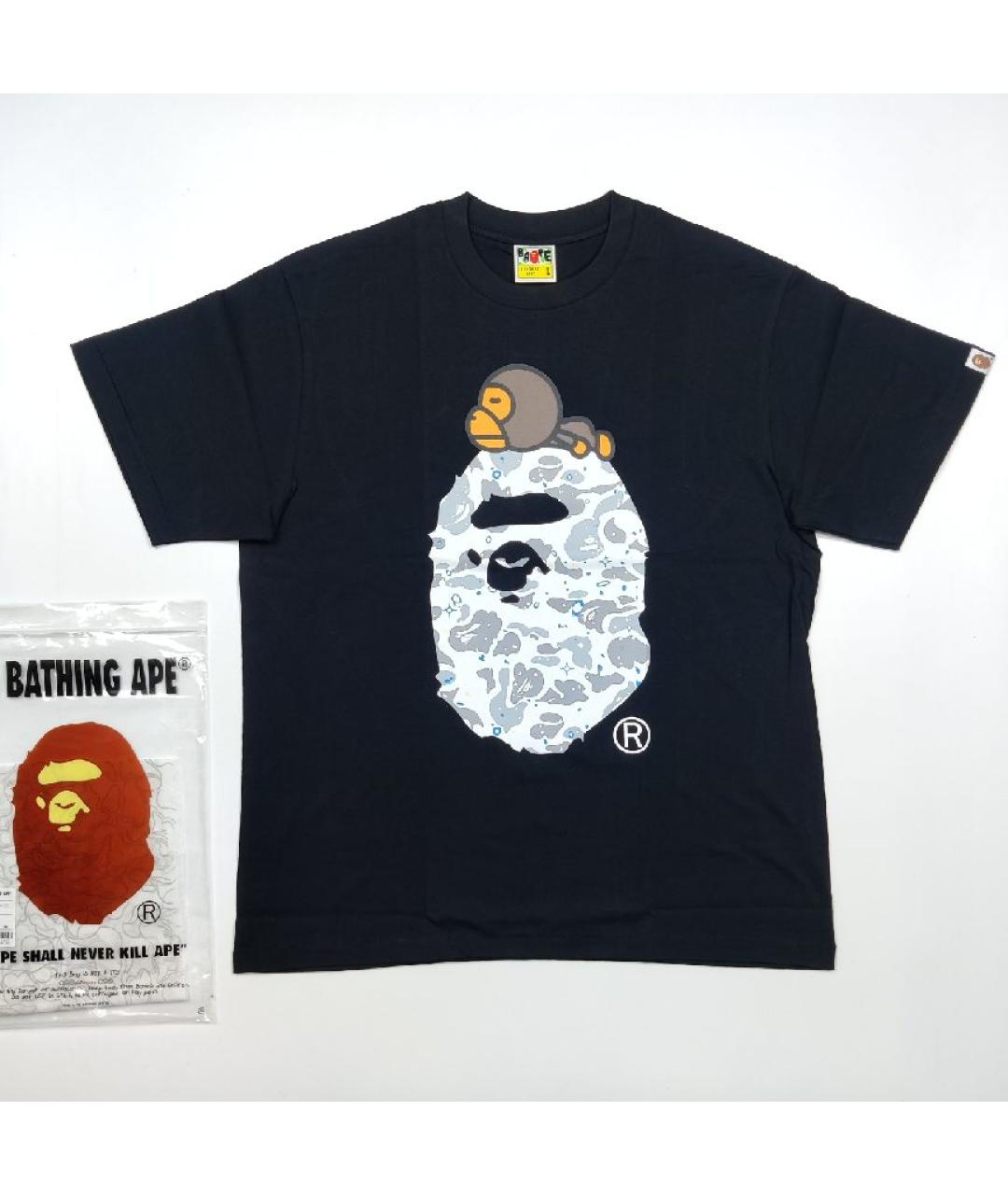 A BATHING APE Черная хлопковая футболка, фото 6